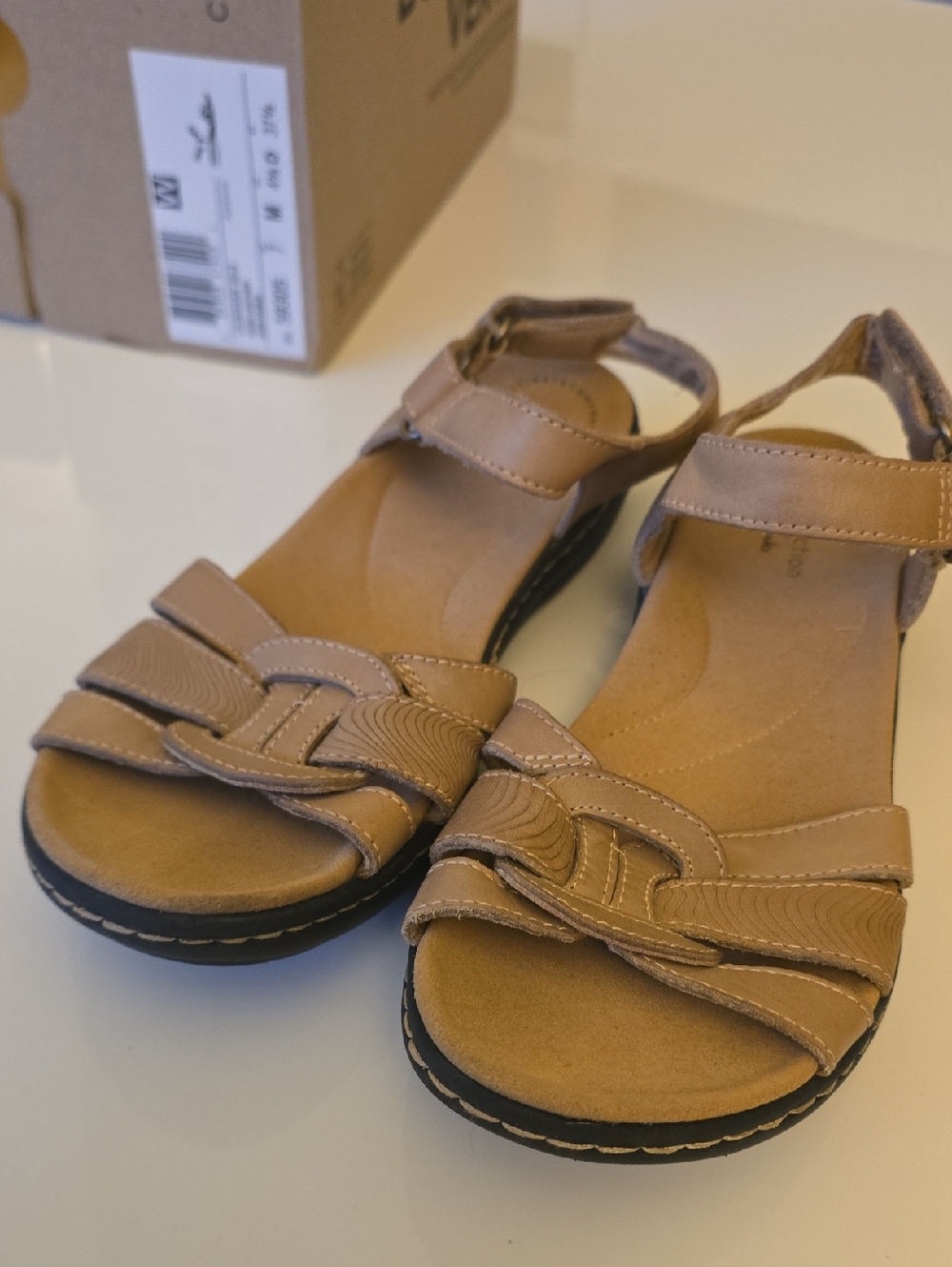 Clarks Women's Tan Strappy Leather Sandals